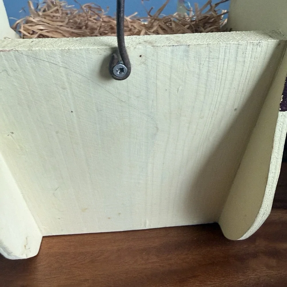 Vintage Hand Painted Wood Chicken Hen Basket Primitive Country Farmhouse Decor